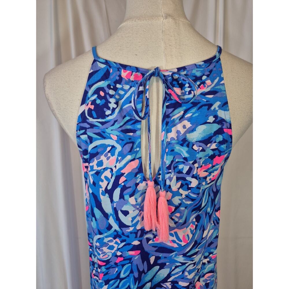 Lilly Pulitzer Margot Party Wave Pima Cotton Blue Pink Floral Mini Dress S New - Picture 7 of 9